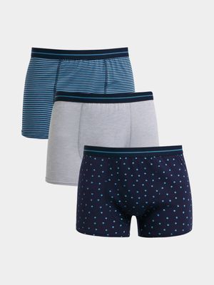 Jet Men's Multicolour 3 Pack Spot/Stripe Body Shorts