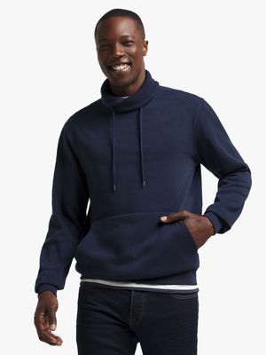 Men's Navy Funnel Neck Sweat Top