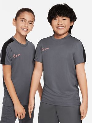 Boys Nike Dri-Fit Academy23 Grey Short Sleeve Top