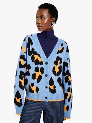 Women's Me&B Blue/Orange Opulent Animal Cardigan