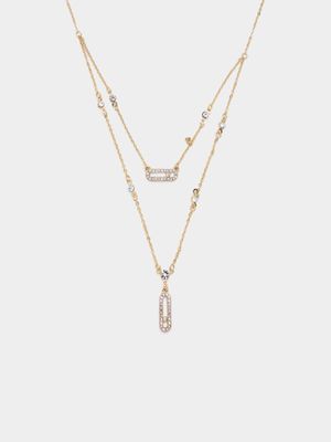 Diamante Loop Layered Pendant Necklace