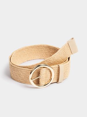 Jet Women's Natural Straw Gold Buckle Belt