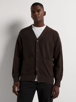 Fabiani Men's Monogram Brown Cardigan