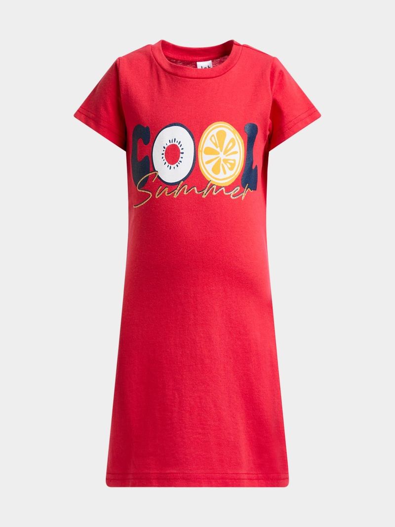 Girls red t shirt dress best sale