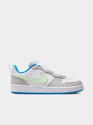 Junior Grade-School Nike Court Borough White.Grey/Green Shoes