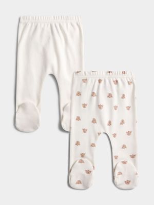 Jet Baby Cream Happy Bears 2 Pack Leggings