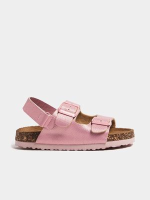 Younger Girl's Pink Double Strap Sandals