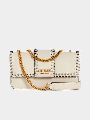 Women's Guess Cream Libera Tri Comp Cnvr Xbdy Flp Bag