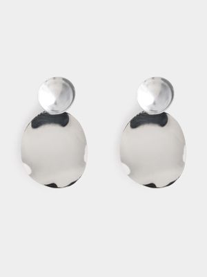 Women's Silver Natural Shape 2 Circle Earring