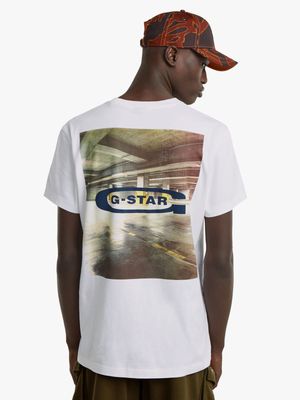 G-Star Men's Back Photo Print White T-Shirt