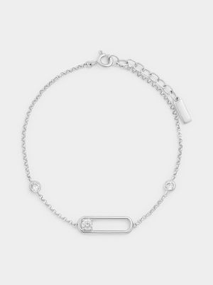 Cheté Sterling Silver Cubic Zirconia Paperclip Bracelet