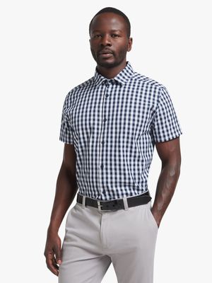 Jet Men's Blue/White Gingham Short Sleeve Shirt