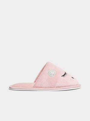 Jet Toddler Girls Pink Eyelash Mule Slipper