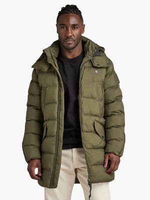 G-Star Men's G-Whistle Padded Hooded Dark Olive Parka Jacket