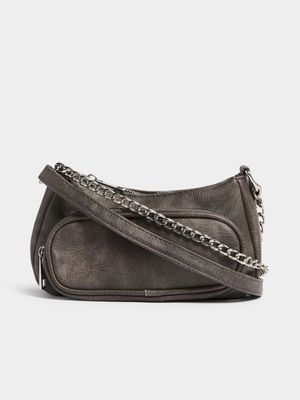 Women's Grey Burnished Bag