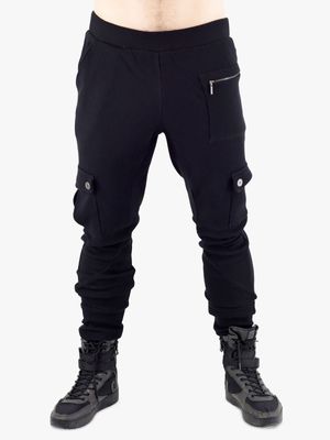 Men's Zeitgeist Black Waffle Cargo Pull-on Pants