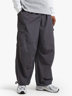 Men's Grey Skater Wide Leg Cargo Jogger Pants