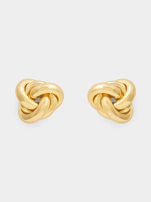 Gold Tone Knot Stud Earrings