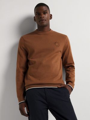 Fabiani Men's Fine Gauge Toffee Crew Neck