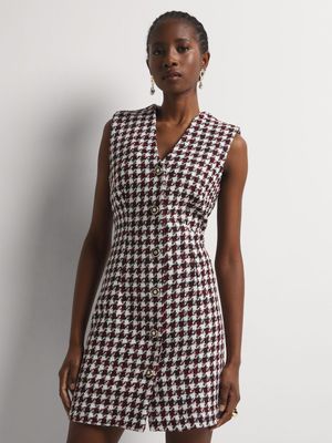 Boucle Button Through Shift Dress