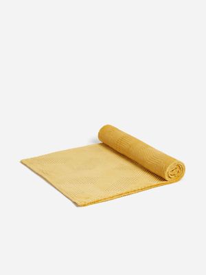 Jet Home Ochre Geo Embossed Fleece Throw 125x150