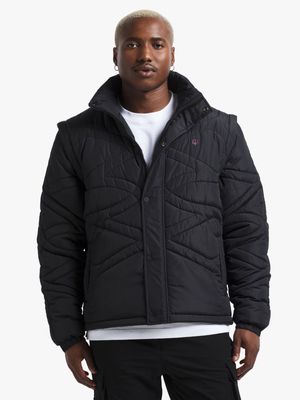 Anatomy Men's Quilted Modular Black Bomber Jacket