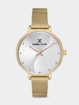 Daniel Klein Gold Plated Silver Tone Dial Mesh Watch