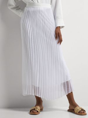 Pleated Organza Maxi Skirt