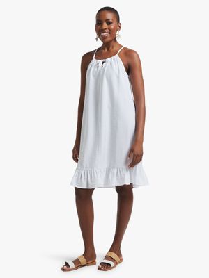 Jet Women's White Strppy Frill Dress