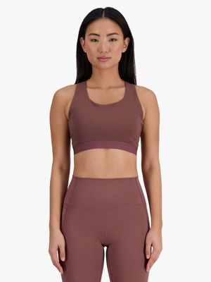 Womens New Balance Athletics Medium Impact Mauve Sports Bra