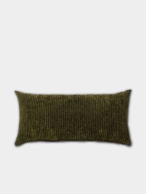 Velvet Pleat Olive Green Scatter Cushion 35x70