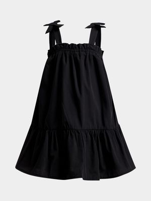 Younger Girl's Black Tiered Bow Dress