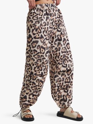 Women's Animal Print Parachute Pants