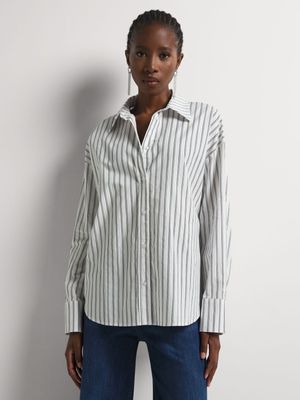 Relaxed Fit Pinstripe Poplin Shirt