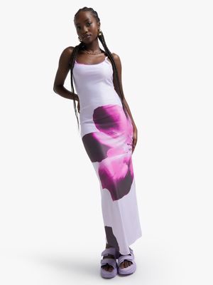 Women's Pink Printed Maxi Dress