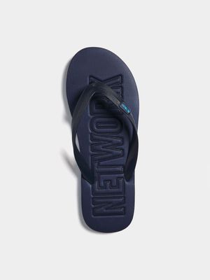 Jet Men's Navy Embossed Flip Flop Sandal