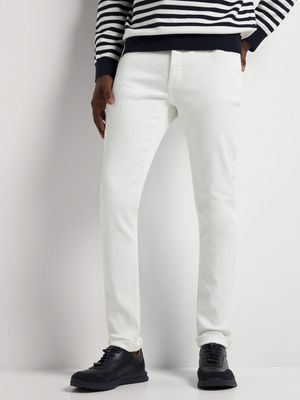 Fabiani Men's White Coated Skinny Denim Jeans