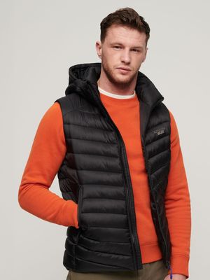 Men's Superdry Black Hooded Fuji Padded Gilet