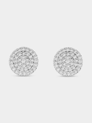 Cheté Sterling Silver Cubic Zirconia Pavé Disc Stud Earrings