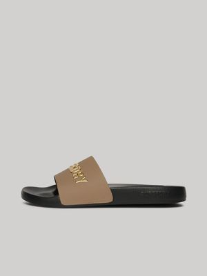 Women's Superdry Multi Logo Vegan Pool Slides