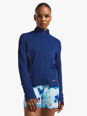 Womens TS Zip-up Navy Reflective Performance Sweat