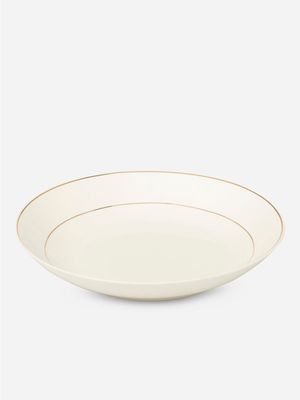 Grace Ribbed Gold Rim Bowl White