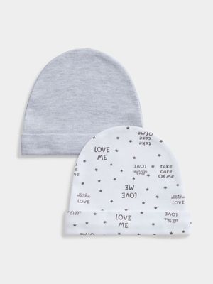 Jet Baby Grey Melange 2 Pack Love Mummy Beanie