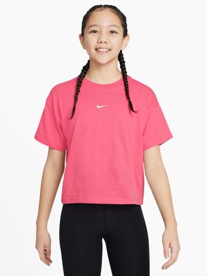 Girls Nike Sportswear Essential Pink Boxy Tee