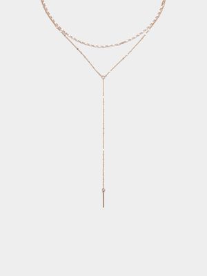 Double Layer T-Bar Pendant Necklace