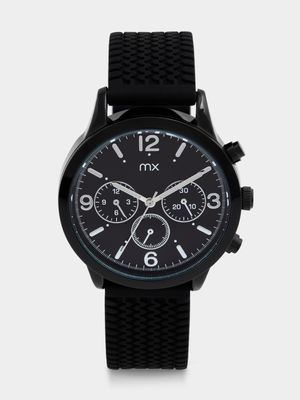 MX Black Plated Black Dial Black Silicone Watch