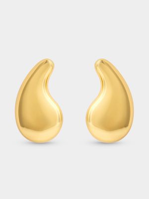 Stainless Steel 18ct Gold Plated Waterproof Teardrop Studs