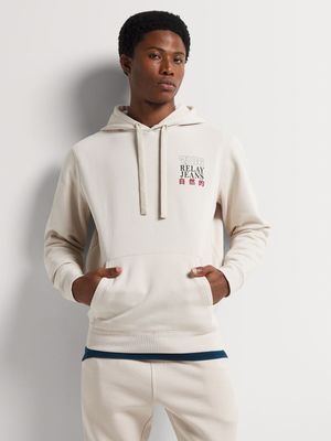 Men's Relay Jeans Back Embroidery Ecru Hoodie