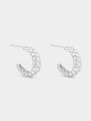 Sterling Silver Croissant Open Hoop Earrings