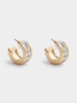 Diamante Centre Hoop Earrings